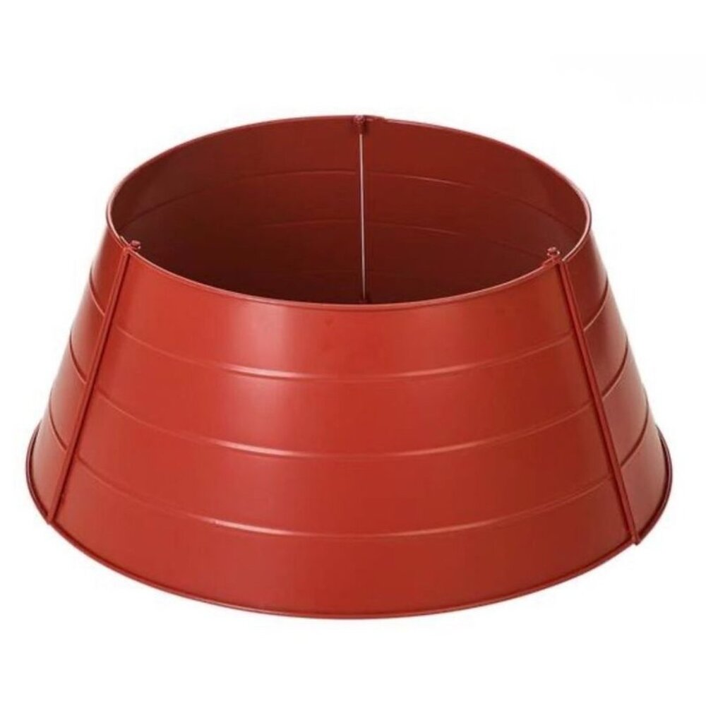 Glitzhome Metal Tree Collar Tree Base Cover 22" D Red